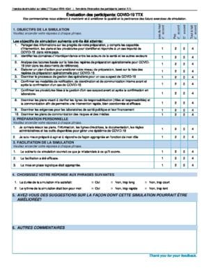 Évaluation des participants| COVID-19 TTX