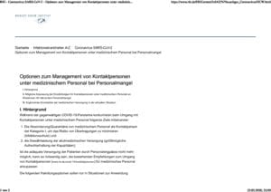 Optionen zum Management von Kontaktpersonen unter medizinischem Personal bei Personalmangel