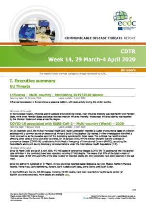 Communicable disease threats report - week 14, 29 March - 4  April 2020