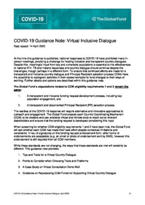 COVID-19 Guidance Note: Virtual Inclusive Dialogue