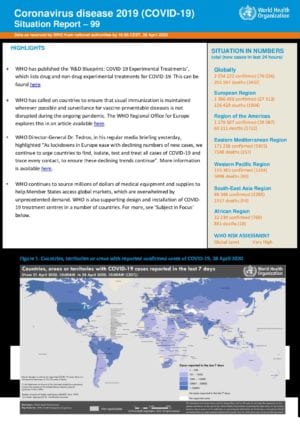 Coronavirus disease 2019 (COVID-19) Situation Report 99 28 April 2020