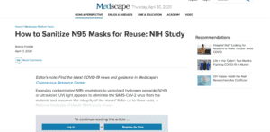 How to Sanitize N95 Masks for Reuse: NIH Study