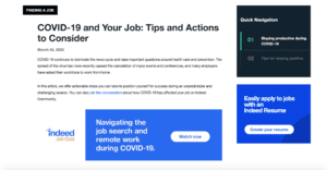 Job Tips for Covid-19 (Indeed)