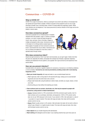 Coronavirus — COVID-19 Coronavirus — COVID-19