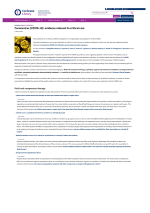 Coronavirus (COVID-19): evidence relevant to critical care Coronavirus (COVID-19): evidence relevant to critical care