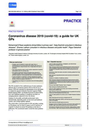 Coronavirus disease 2019 (covid-19): a guide for UK GPs