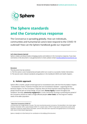 The Sphere standards and the Coronavirus response