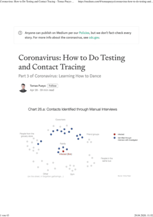 Coronavirus: How to Do Testing and Contact Tracing. Part 3 : Learning How to Dance